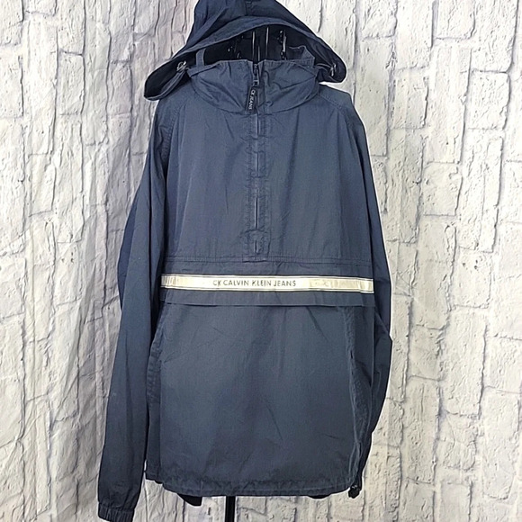 VINTAGE CALVIN KLEIN  1/2 Zip Anorak Windbreaker Spellout‎ 3M Jacket XL - Picture 1 of 11